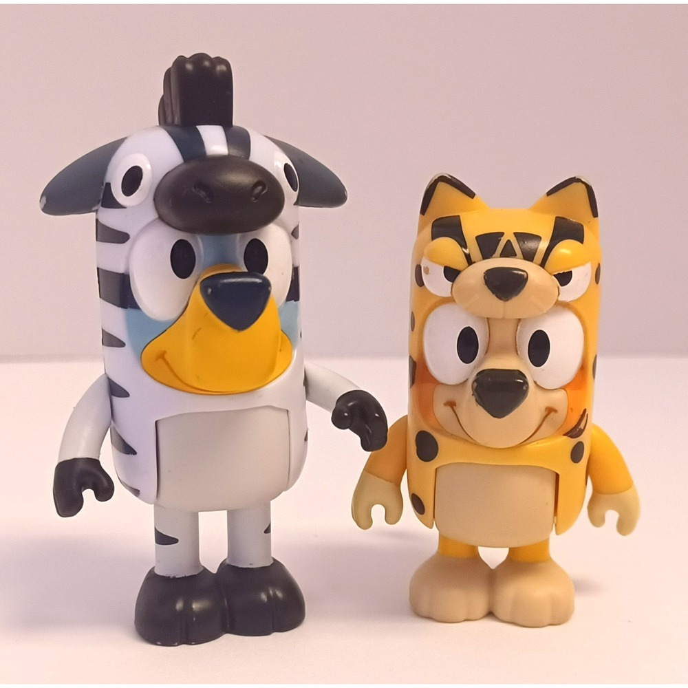 Bluey Bingo Animal Costumes 2 Pack 2.5" Figures Zebra Cheetah Outfits Moose Toys
